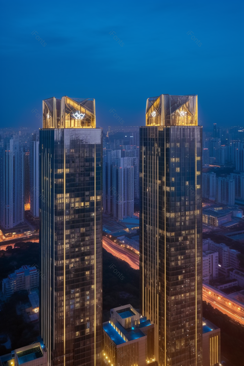 夜晚繁华的城市都市高楼大厦房屋建筑闪亮的灯光航拍视角图像摄影,高清,摄影图,摄影图片,图片大全,摄影图免费下载